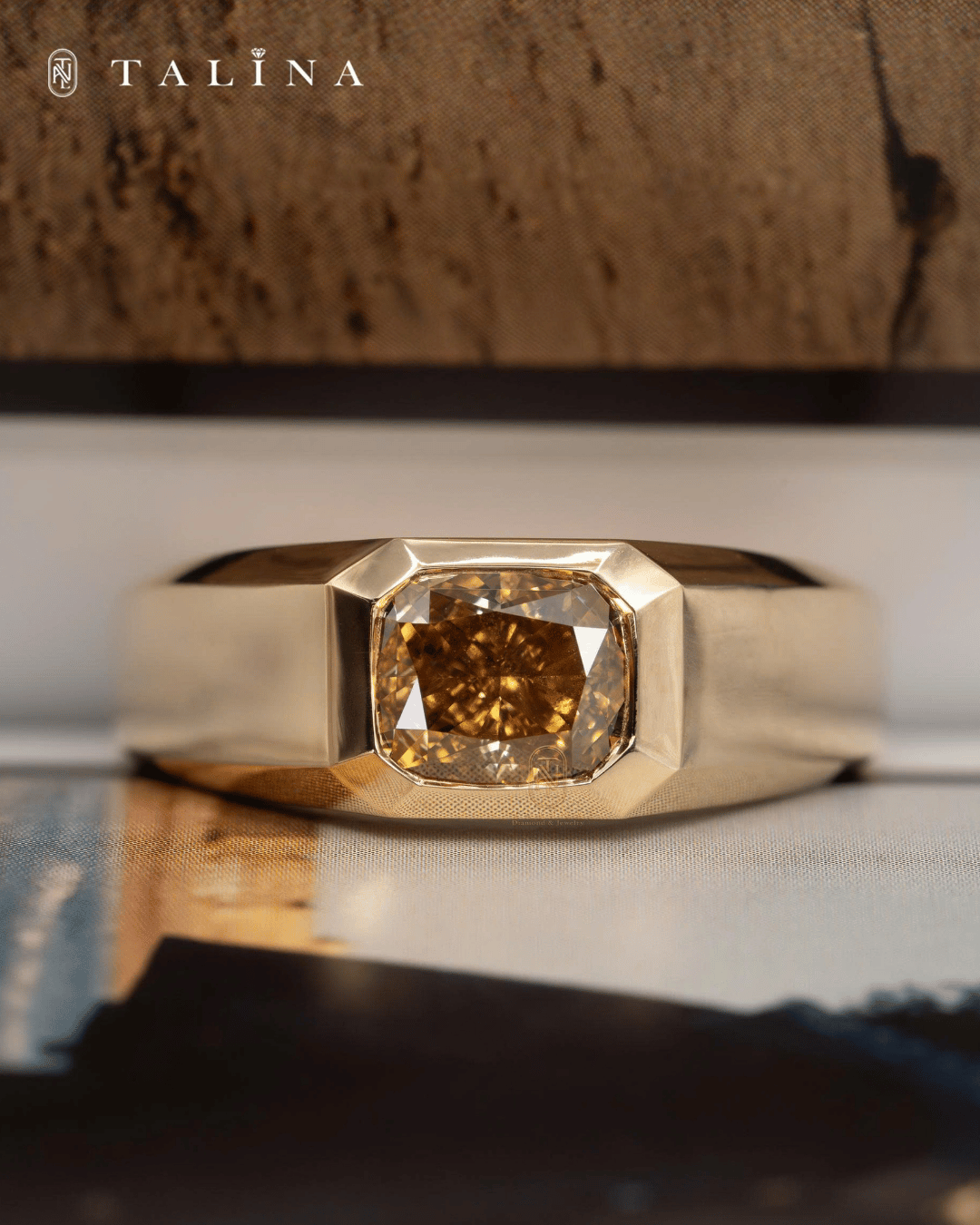 2ct Vivid Yellow Cushion Signet Ring